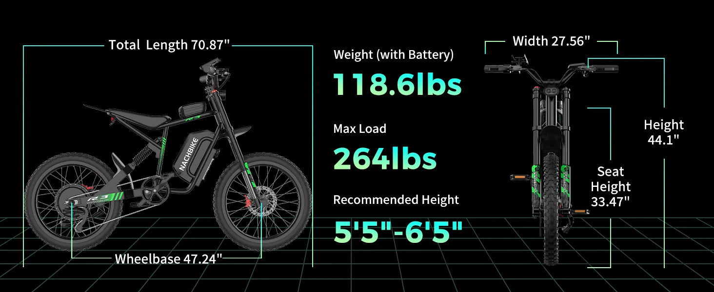 R3 Electric Dirt Bike for Adults Peak 6000W brushless Motor 45-50MPH Speed Dirtbike 50 Miles Range Ebike with 60V 25Ah Battery
