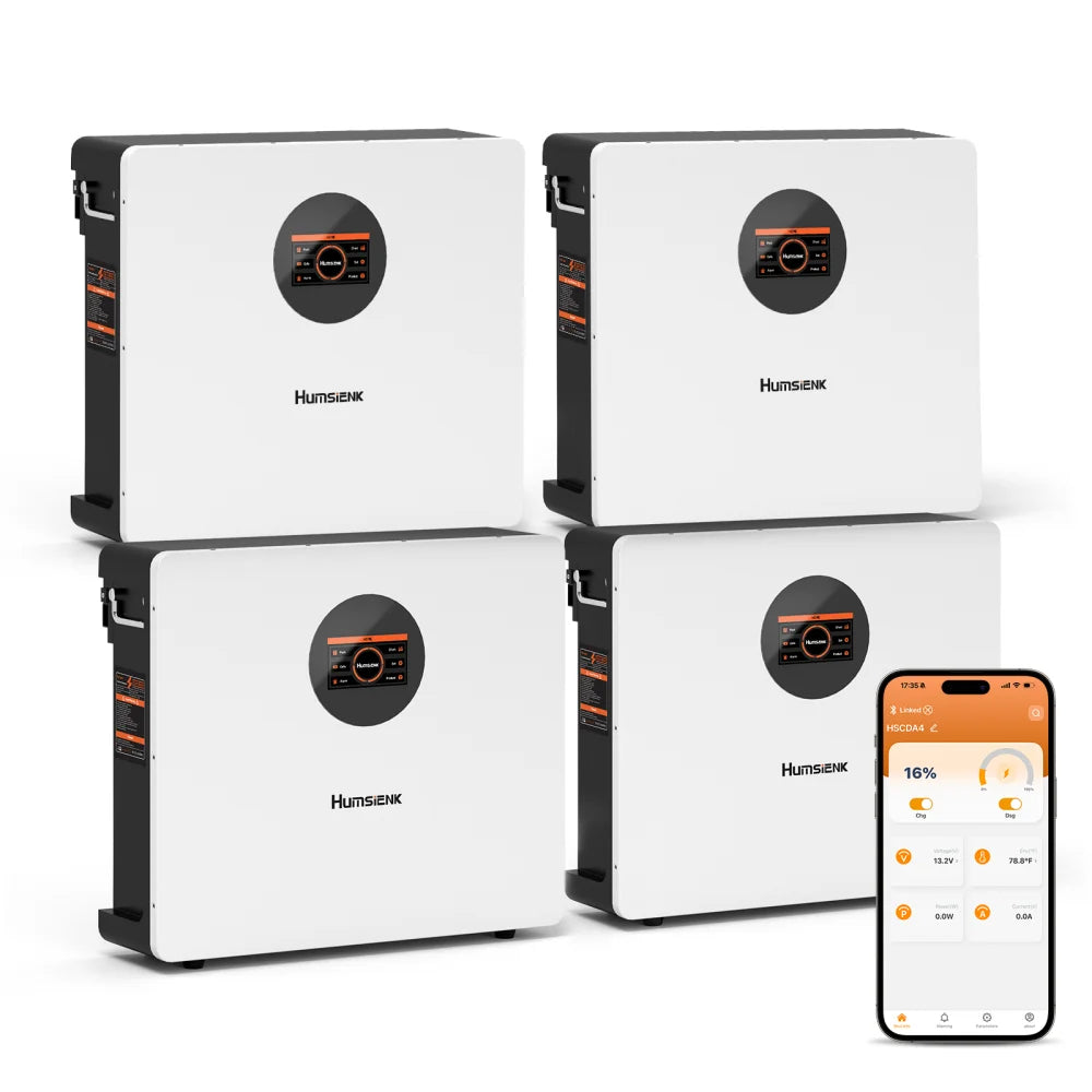 Humsienk 48V 100Ah LiFePO4 Battery WALL-Mounted Bluetooth &Real-time Monitoring Display 100A BMS For Inverter, RV, Solar Energy