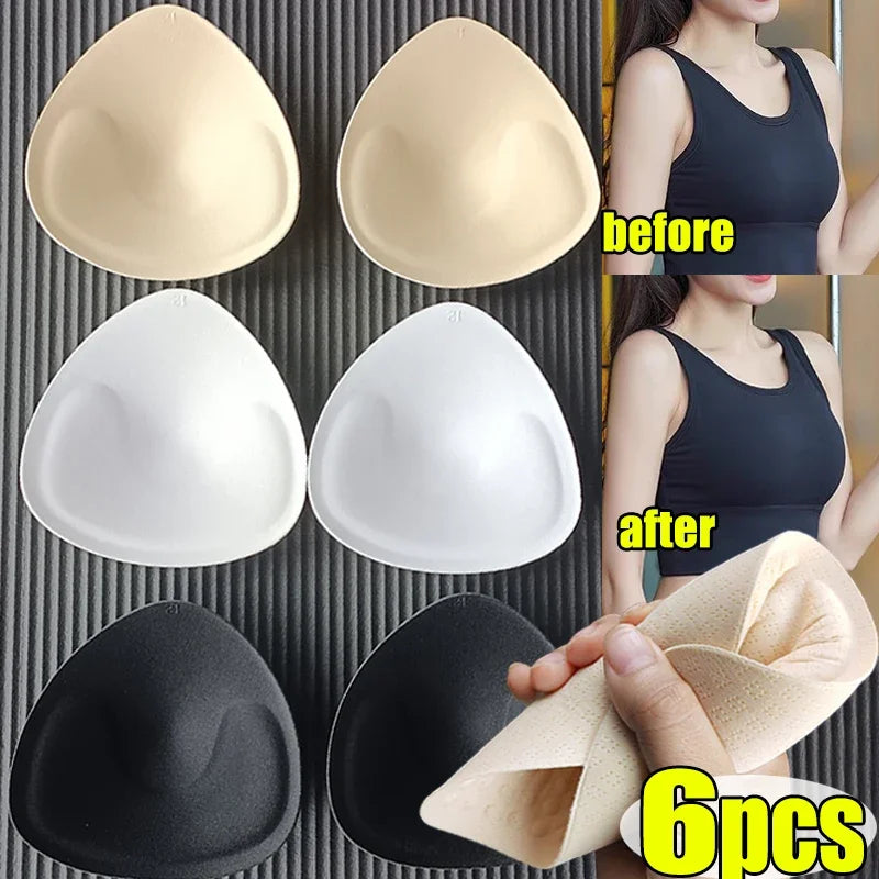 Triangle Sponge Push Up Bra Pads Set for Women Invisible Insert Swimsuit Bikini Breast Enhancers Chest Cup Pads Accessories