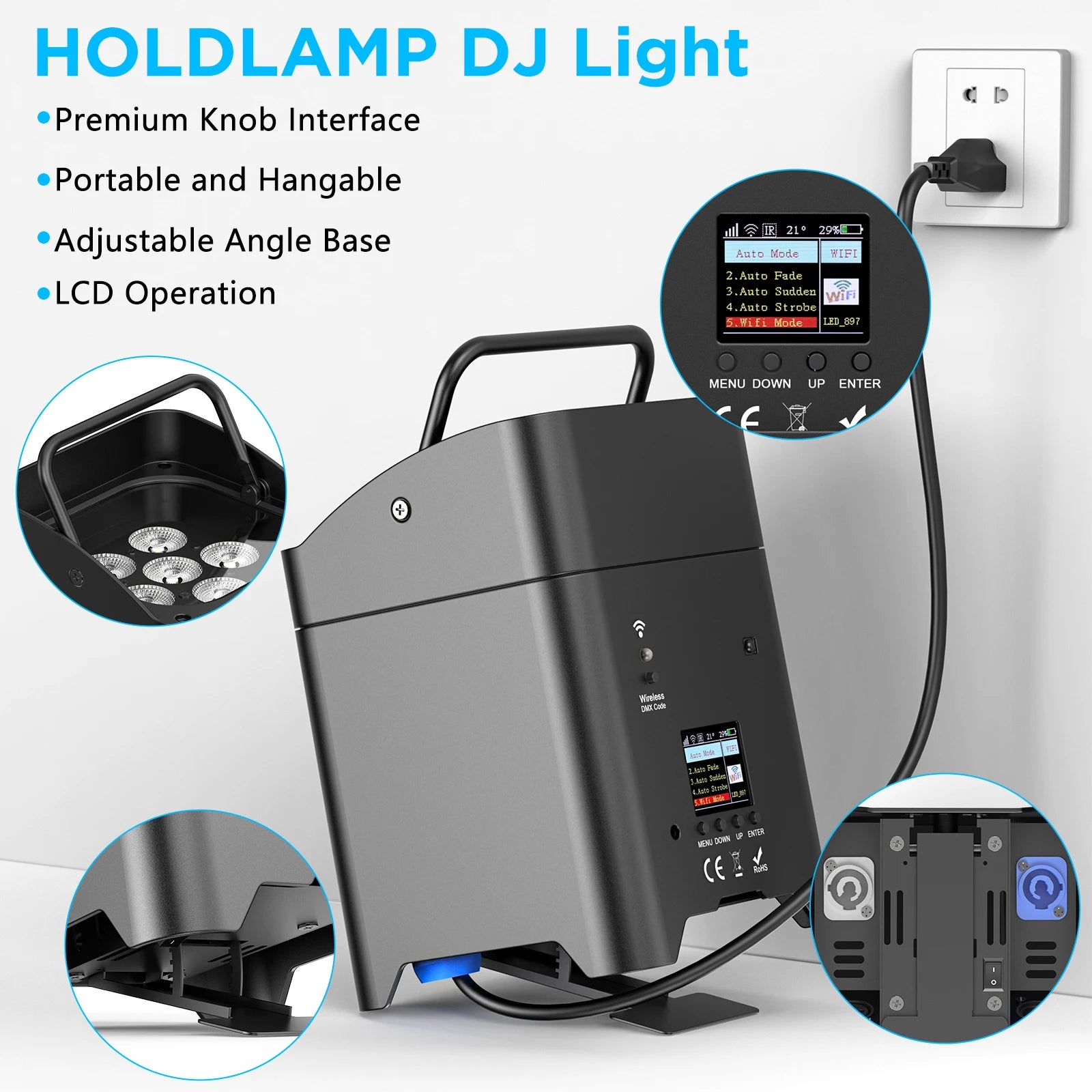 Yiflamefly 6Pcs Par Lights+1Pc Rechargeable Flight Case 80W 6IN1 RGBWA+UV Wireless Built-in Battery DMX Stage Light For DJ Disco