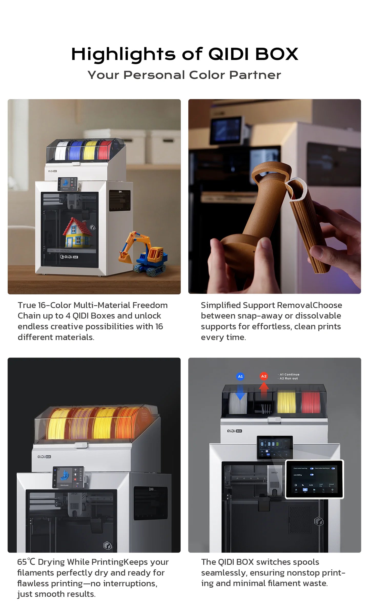 QIDI Q2 Multi-Color Printing 3D Printer Fast Speed Printing 600mm/s Industrial WIFI High Precision Print