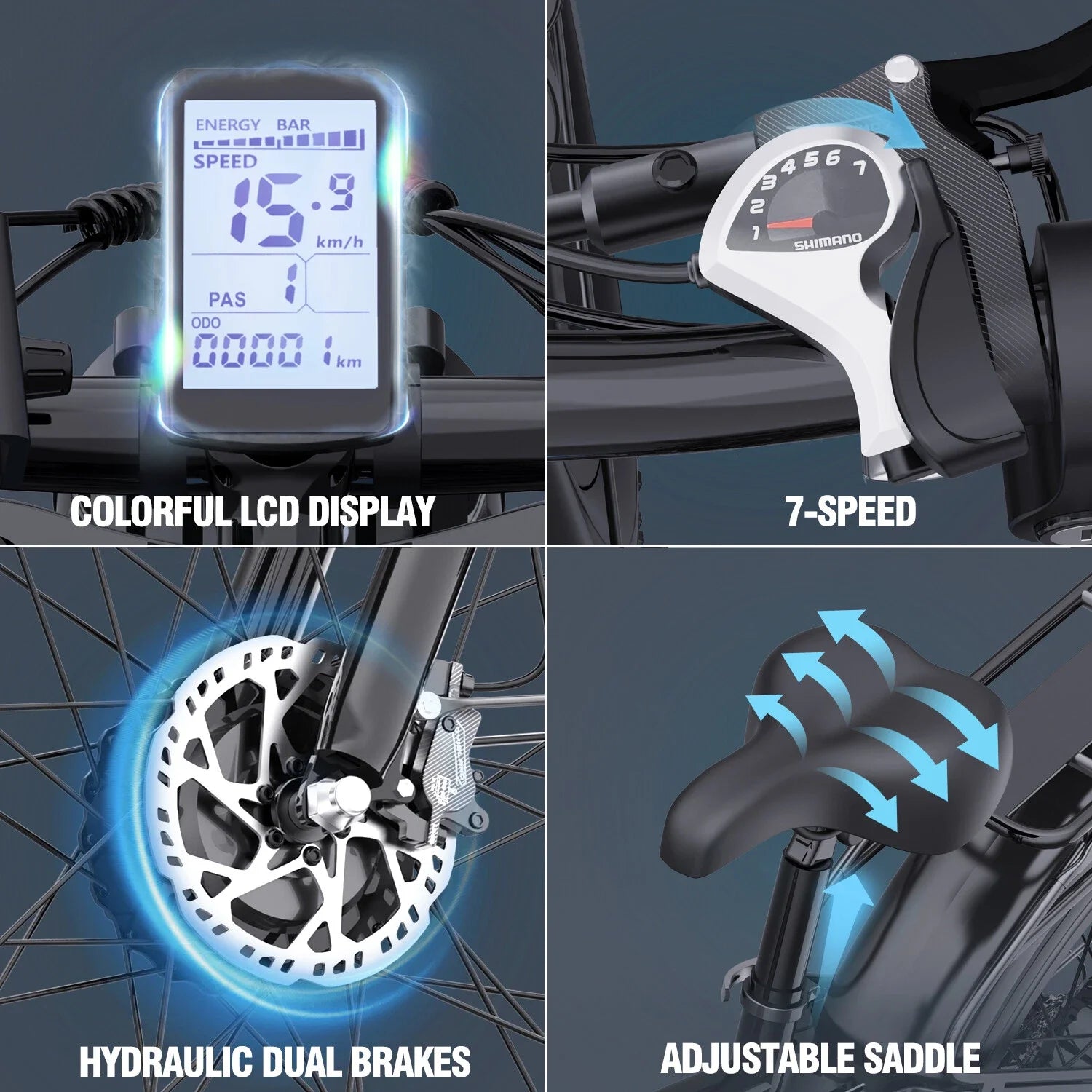 Ridstar Electric Bike 2000W 48V 23AH 26 Inch Fat Tire Adult Ebike Dual Motor Hydraulic Brakes Full Suspension MTB Electric Bike