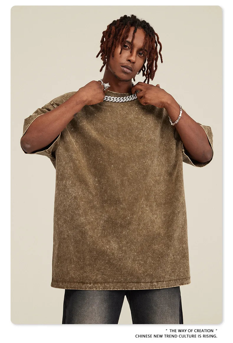 Hip Hop Men Streetwear Vintage Washed T-Shirt Anime Graphic T Shirt Men Harajuku Cotton Casual Short Sleeve Loose Vintage Tops