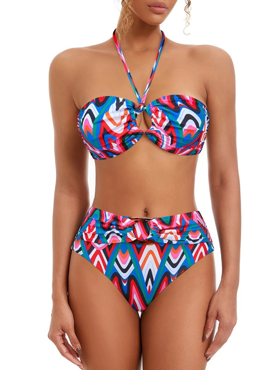2026 Halter Bandeau Bikini Women High Waist Swimsuit Female Padded Swimwear Bathers Bathing Swimming Swim Suit Summer Beachwear