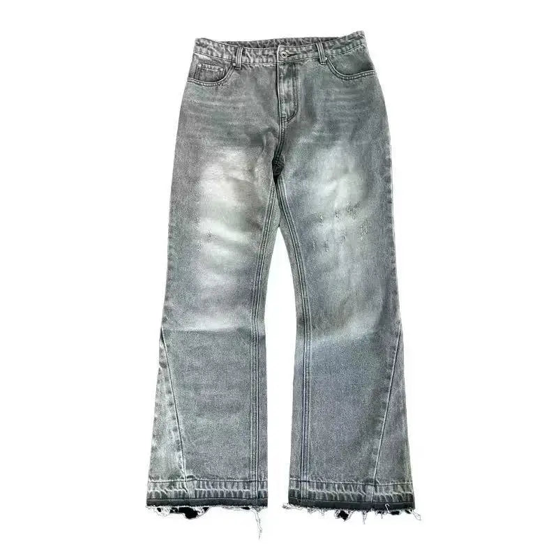 2026 Hip-hop gold coin jeans Y2K retro low waist wide leg zipper pants y2k clothing men's fashion embroidered loose jeans