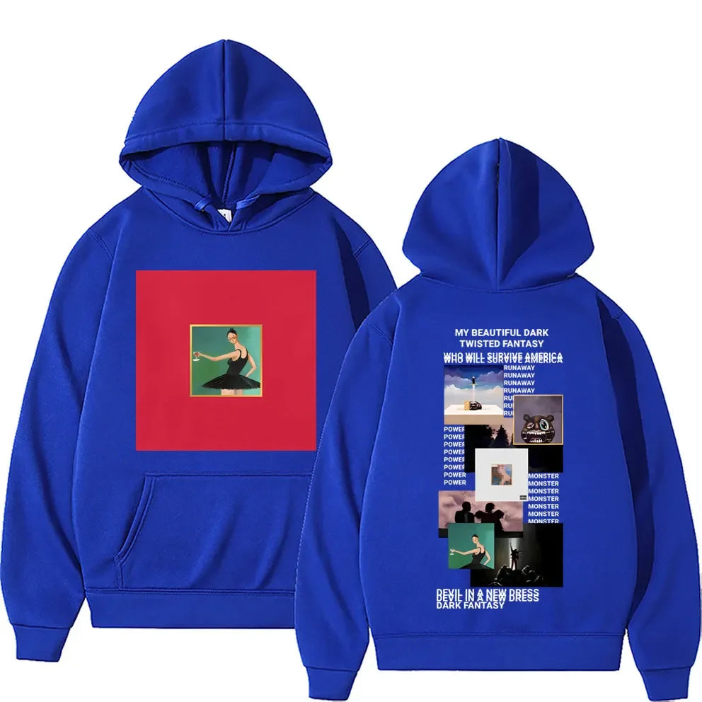 Rapper Kanye West My Beautiful Dark Twisted Fantasy Cover Hoodie Men Hip Hop Casual Hoodies Donda The College Dropout Sweatshirt