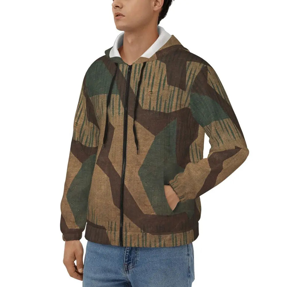 Splintertarn German WW2 Camouflage Army Military Camo  Zipper Hoodies Pullover Autumn Winter Sweatshirt Long Sleeve Tops