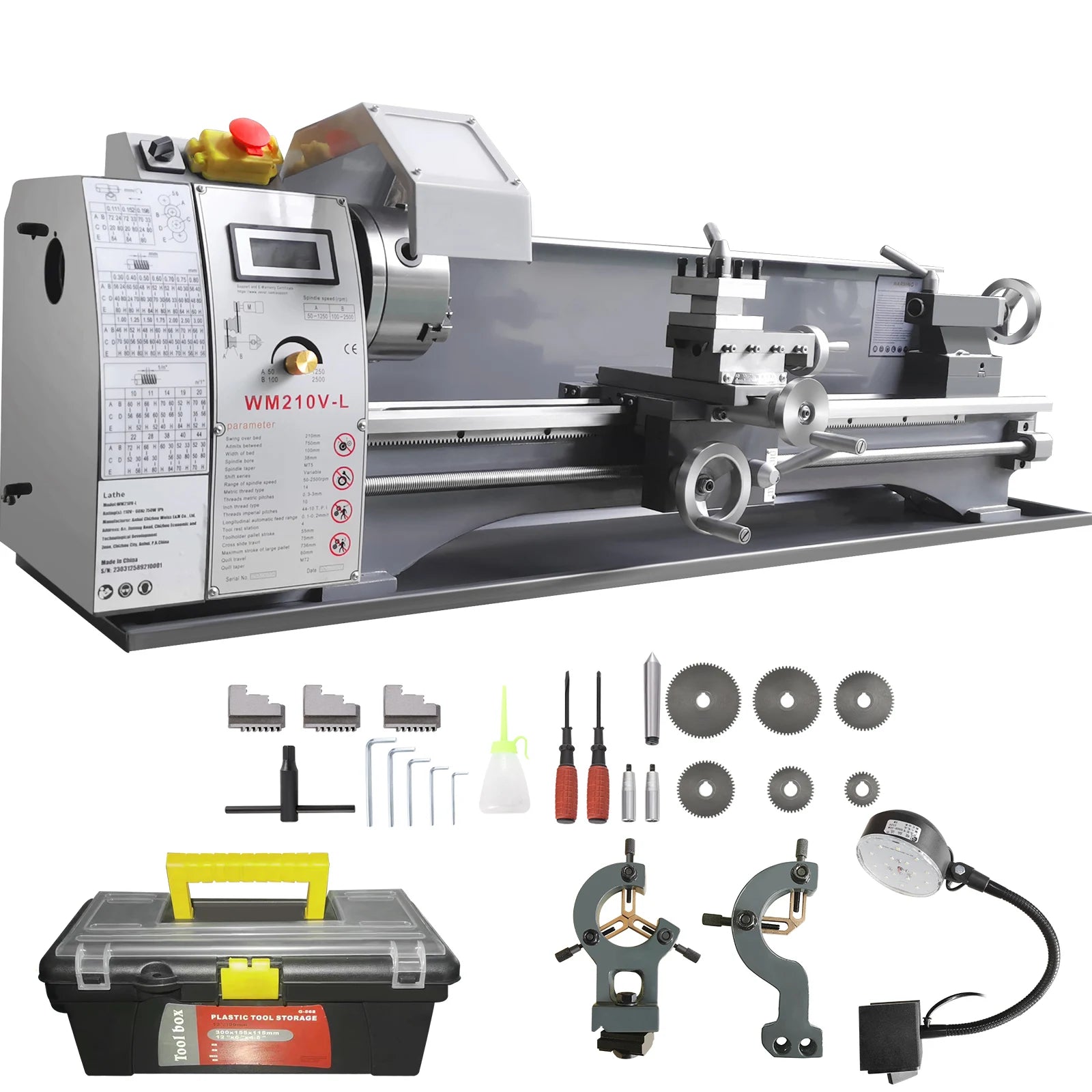 SucceBuy 750W Metal Lathe Machine Brushless 8.3"x29.5" / 210mm*736mm 50-2500RPM Continuously Variable, DIY Metal Working Turning