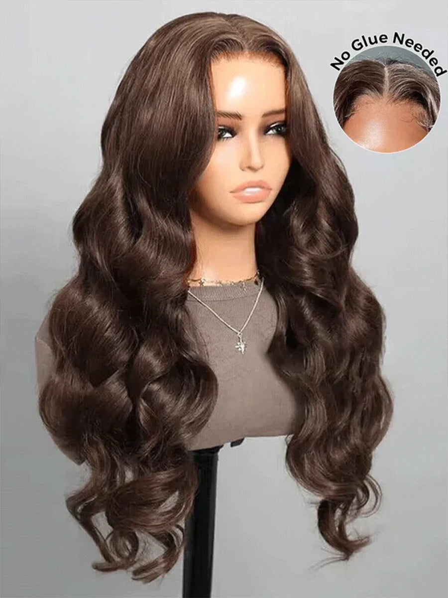 Body Wave 13x4 13x6 Chocolate Brown Lace Frontal Wigs Human Hair Pre Plucked Brazilian Brown Virgin Hair HD Front Wig For Women