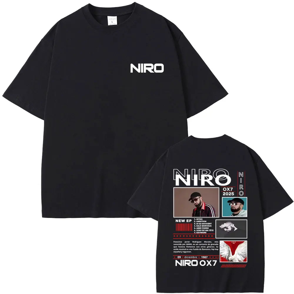 Rapper Niro OX7 Album Graphic T-shirt Men Women Hip Hop Fashion Pop Music T-shirts Male Casual Cotton Vintage T Shirt Streetwear