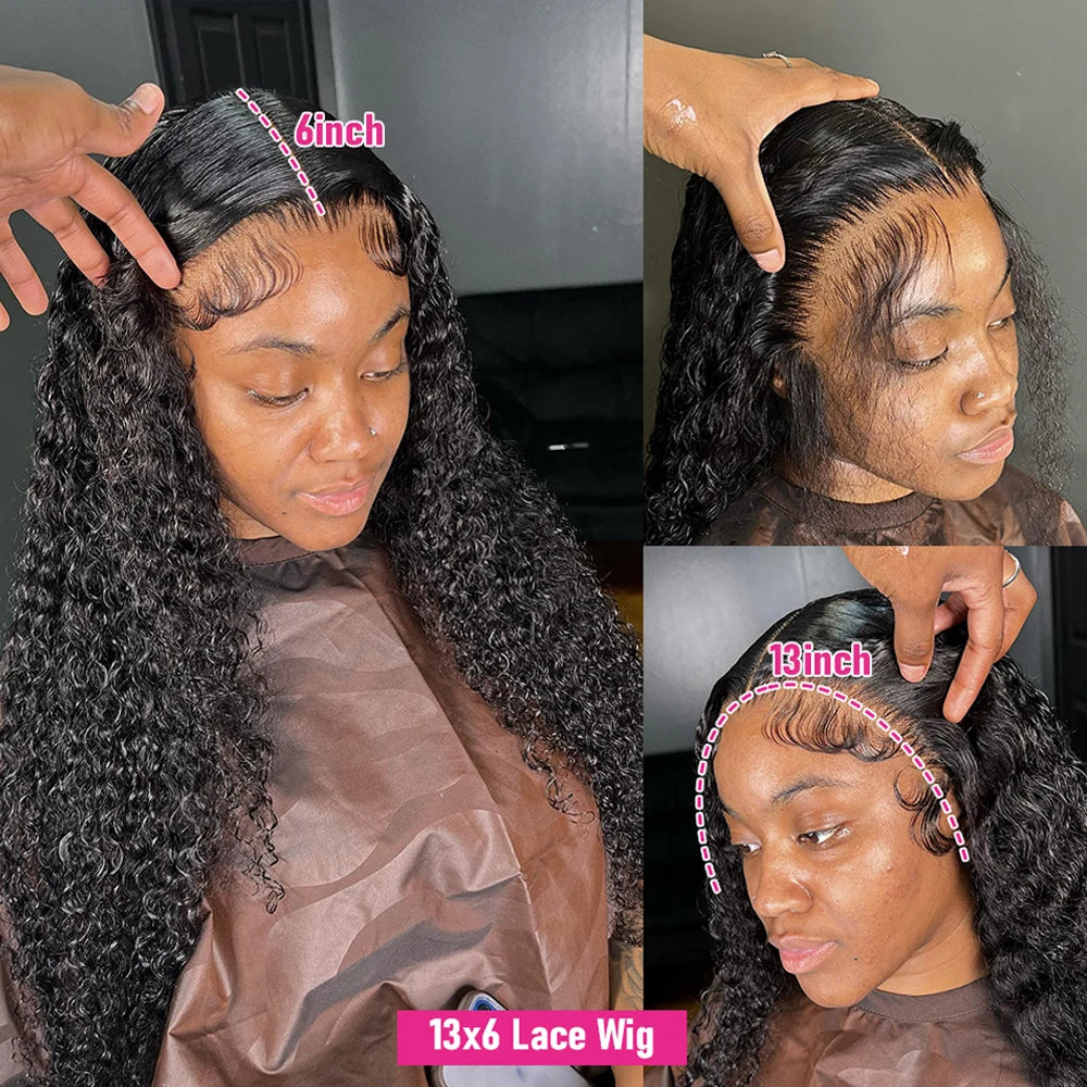 200% Density Deep Wave Frontal Wig 13x4 13x6 HD Curly Lace Front Human Hair Wigs For Women Water Wave Lace Front Wig Remy Hair