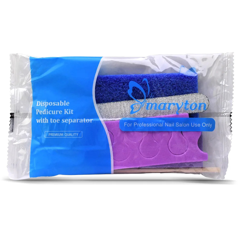600 Sets/Carton Disposable 5Pcs Pedicure Sets Nail Art Sanding Sandpaper Wooden Nail File Kits Tools Set