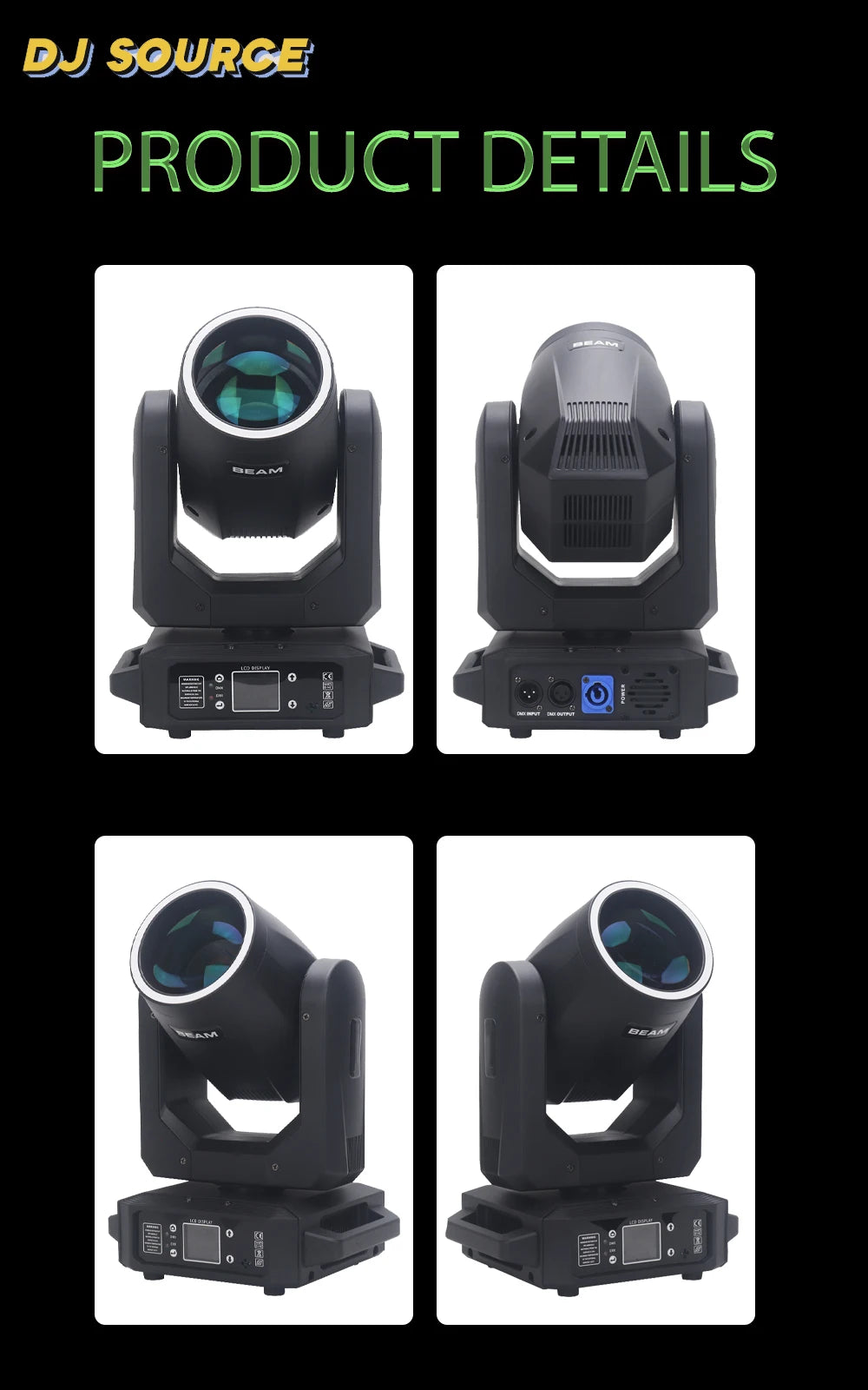 4Pcs LED 200W Moving Head Light Beam+Spot+18 Prism+Rainbow Effect Stage Lighting Dmx DJ Disco Party Wedding Stage Effects Lamp