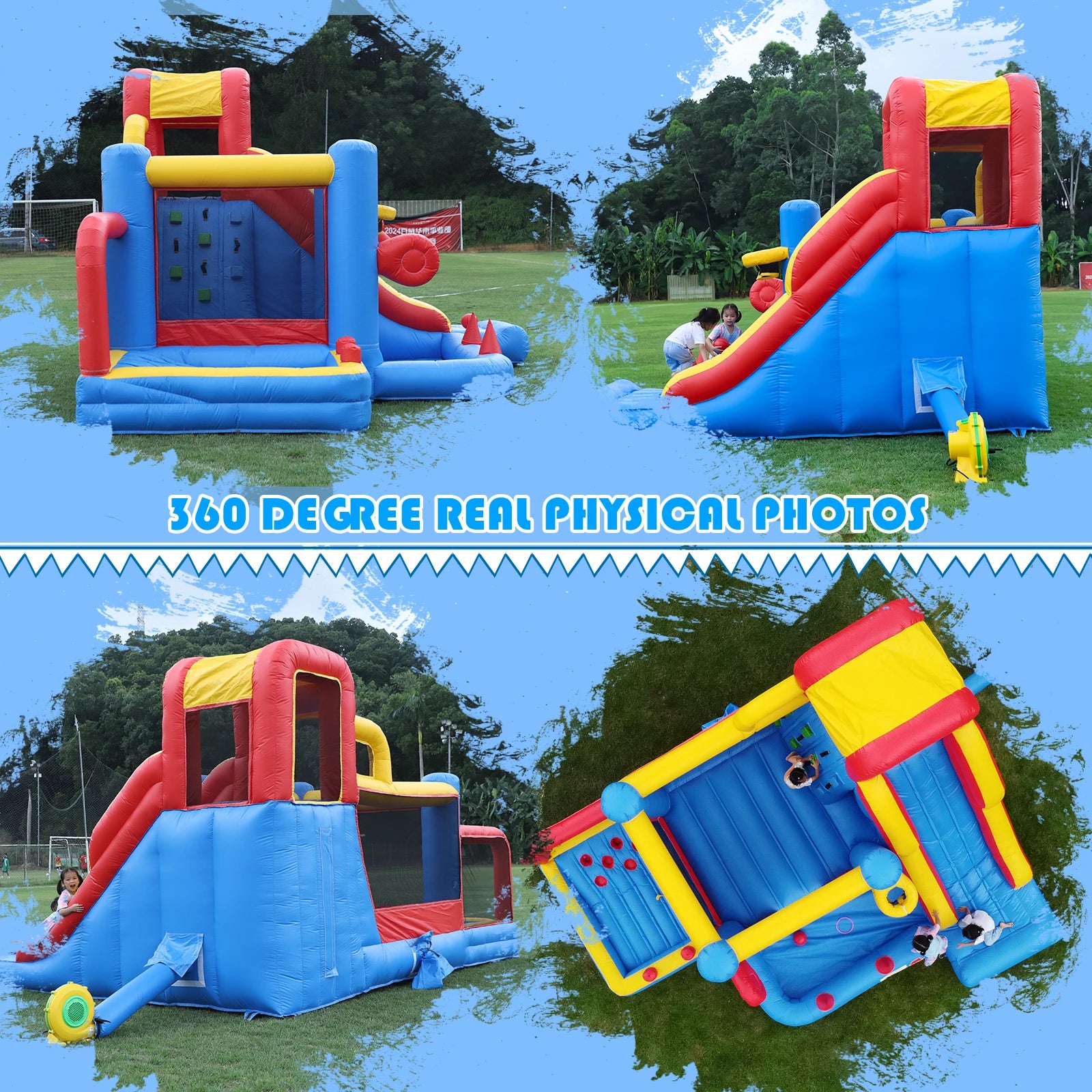 Giant inflatable Bounce House Big Size Inflatable Trampoline With Double Slide Courtyard Kids Jumping Castle  Obstacle track