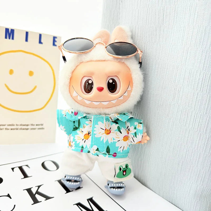 Swimsuit Beach Diving Surfboard for 15/17cm Labubu Glasses Swimming Circle for Labubu V1/V2/V3 Doll Clothes Outfit Accessories