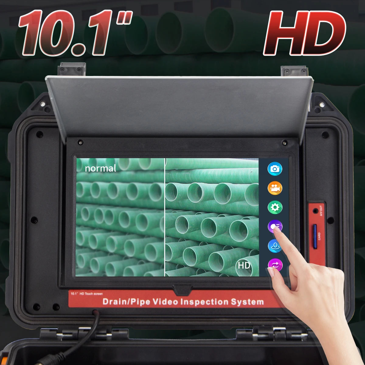 Pipe Inspection Camera 10.1inch1080P Screen,SYANSPAN Sewer Endonscope Self-Leveling 512HZ Sonde/Transmitter Meter Counter 30/50M