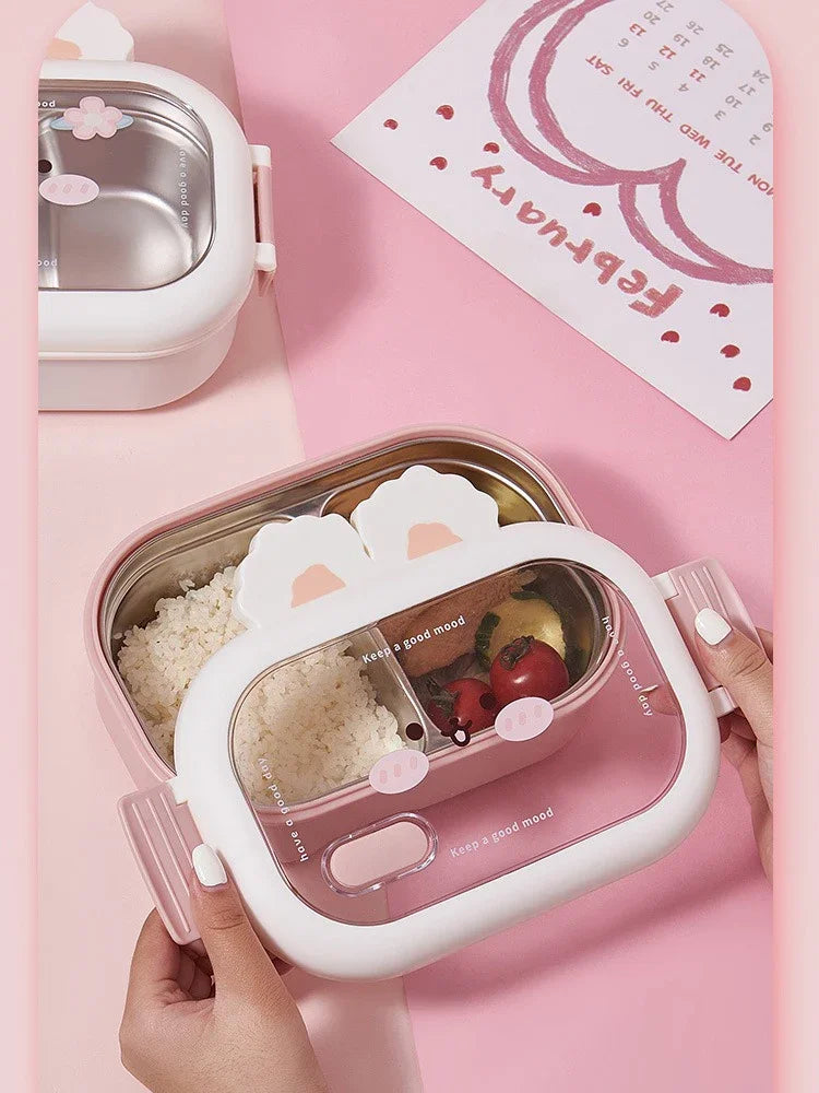 Stainless Steel Lunch Box Rabbit Design Divides Large Capacity Portable Sealed Bento Box Children Student Cute Birthday Gifts
