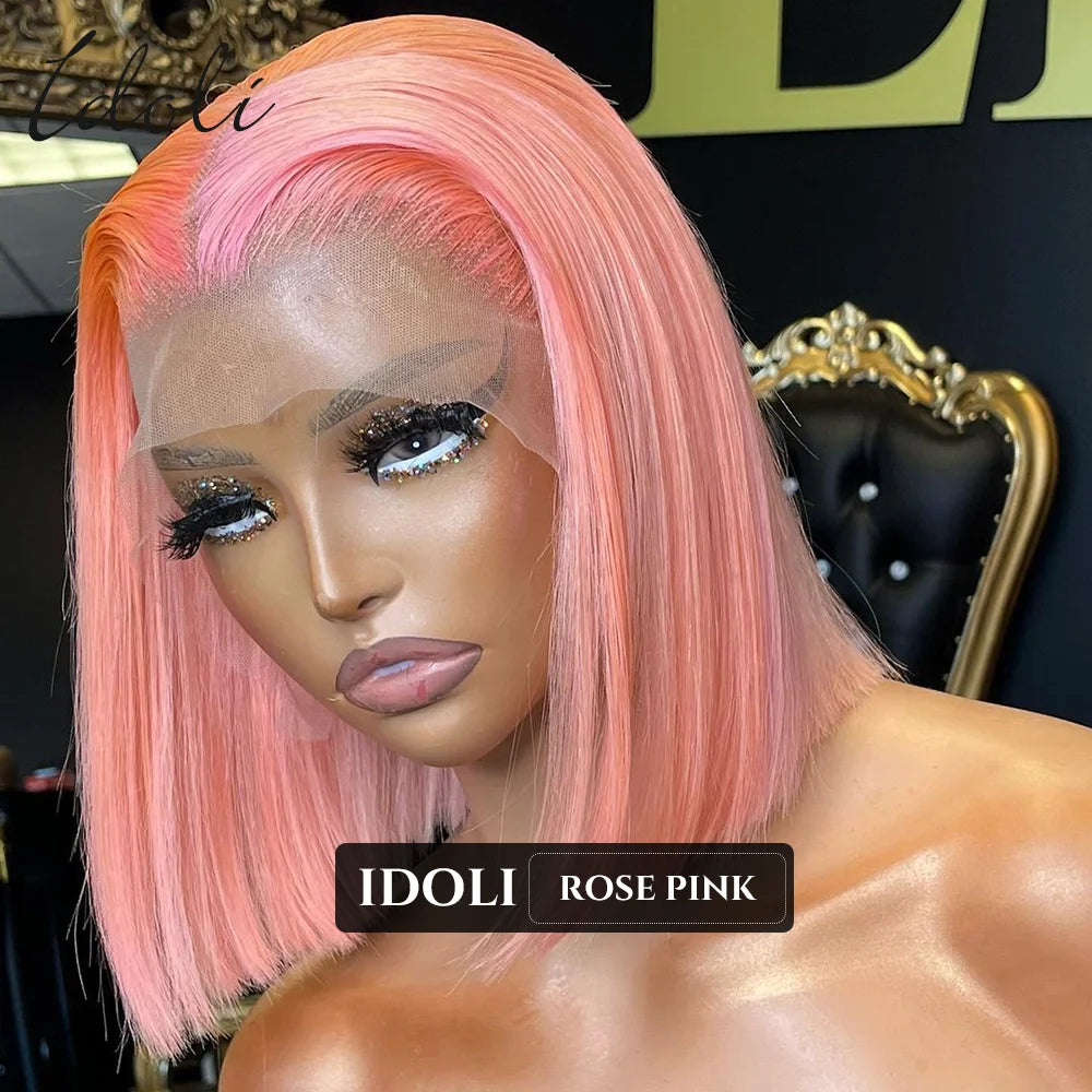 P27/613 Lace Front Wig Human Hair 13x4 Wear And Go Glueless Wigs Human Hair HD Blonde Highlight Lace Front BOB Wig Human Hair