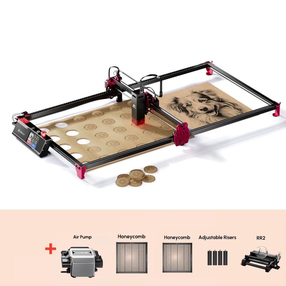 AlgoLaser DIY KIT MK2 Laser Engraver 10W Output CNC Laser Cutter DIY Laser Engraving Machine Cutting Tool Add 3.5IN Touch Screen