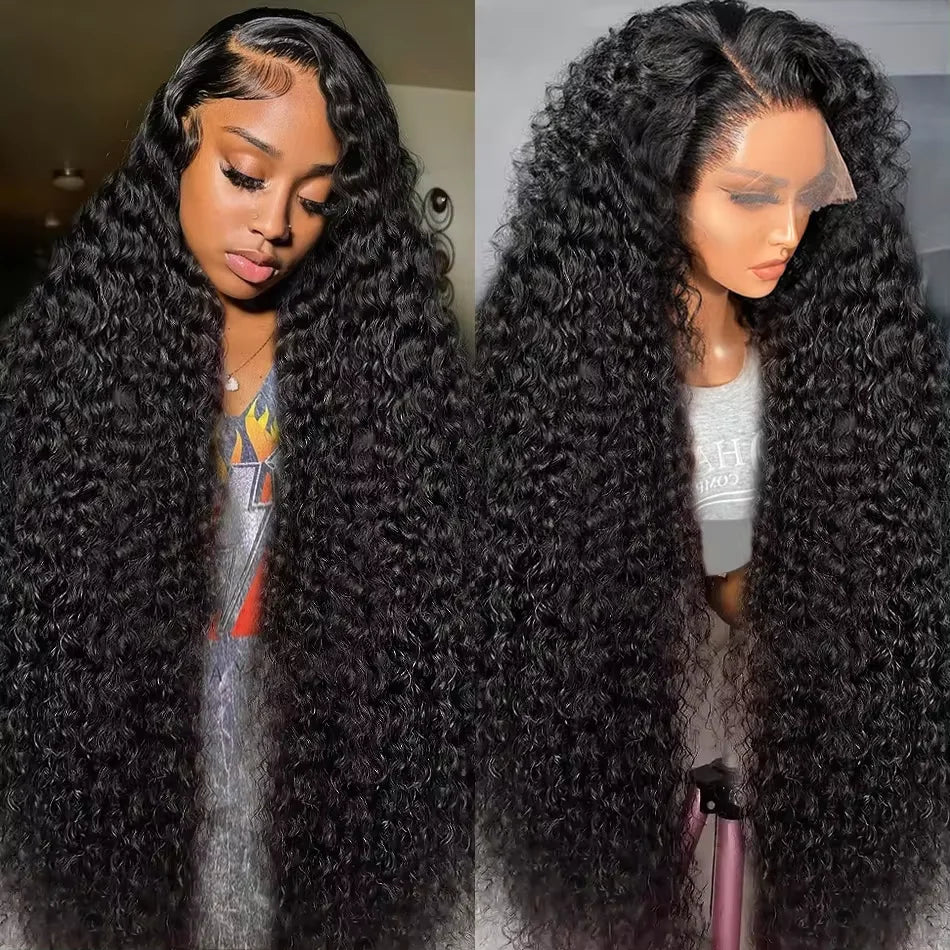 200% Density Deep Wave Frontal Wig 13x4 13x6 HD Curly Lace Front Human Hair Wigs For Women Water Wave Lace Front Wig Remy Hair
