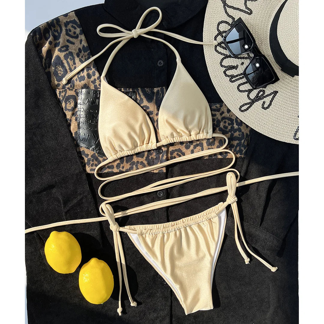 2025 New Wrap Arround Mini Bikini Female Swimwear Women Swimsuit Two-pieces Bikini set Brazilian Bather Bathing Suit Swim V1229H