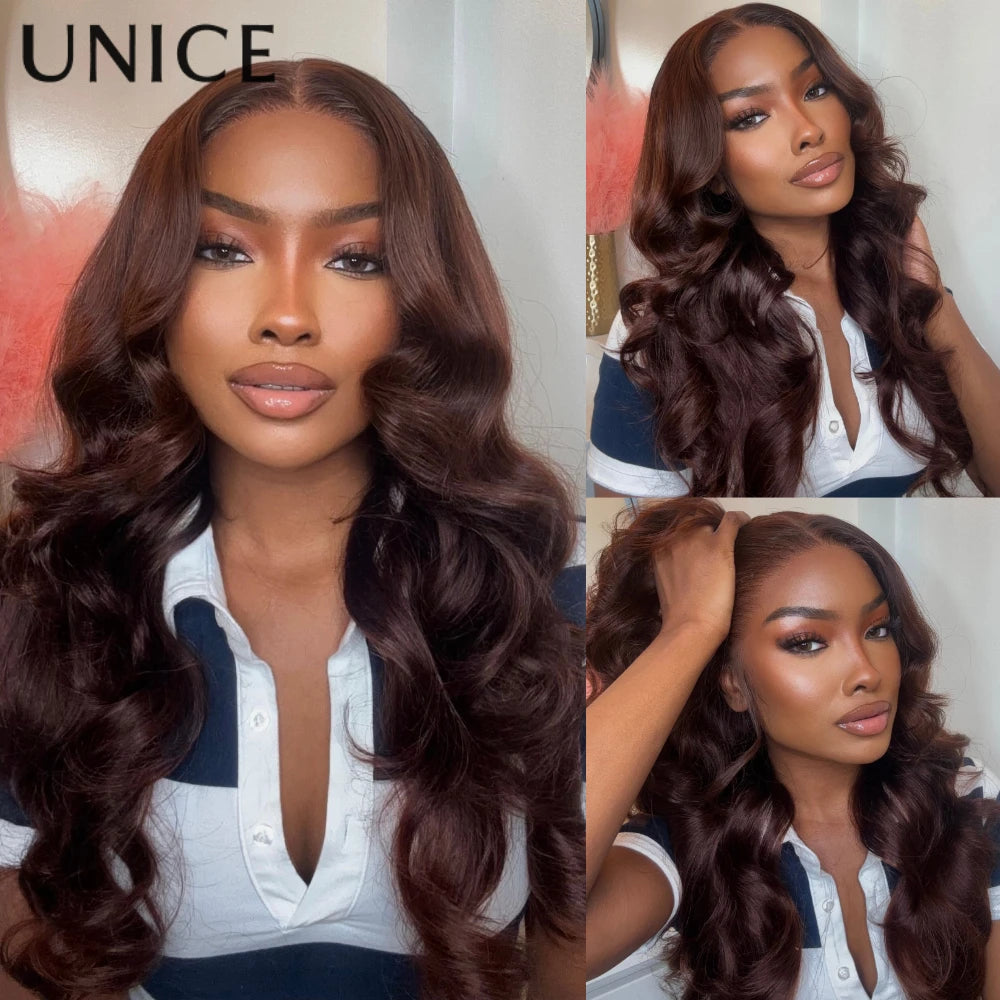UNice Auburn Brown13x4 Pre-Everything™ Lace Frontal Loose Wave Wig With Invisi Drawstring & Face Framing Layers 150% Density
