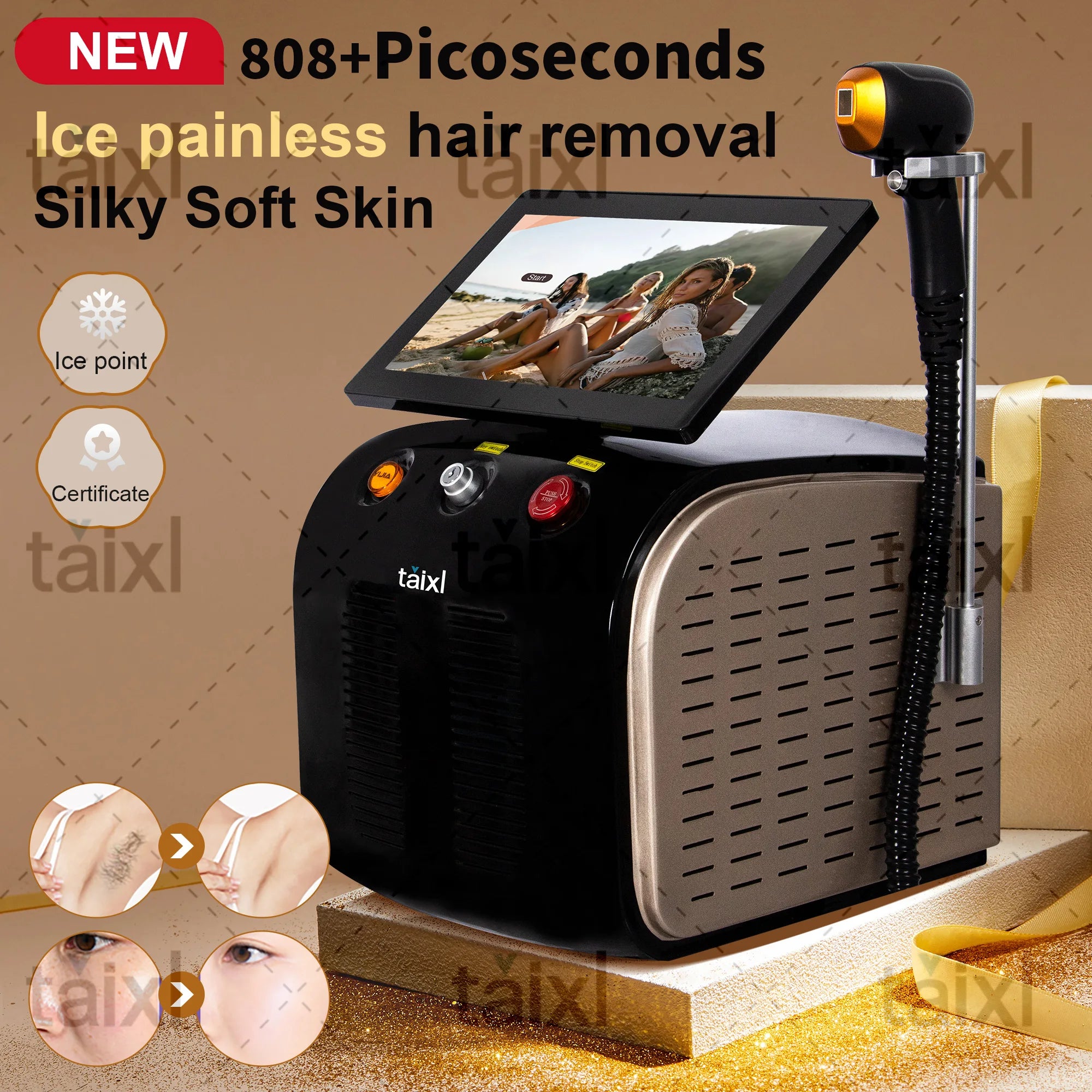 2in1 Soprano Titanium Ice Platinum Diode 755 808 1064nm 3 Wavelength Laser ND:YAG Machine Painless Hair Removal Machine