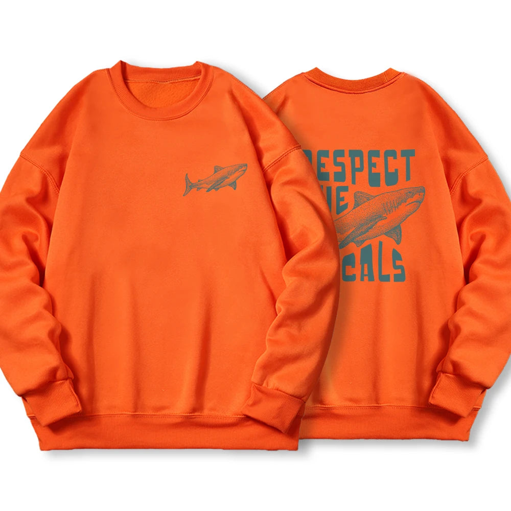 Respect The Locals Shark Male Hoodies Fashion Casual Hoodie Oversize Loose New Sweatshirts Autumn Warm Fleece Clothing Women