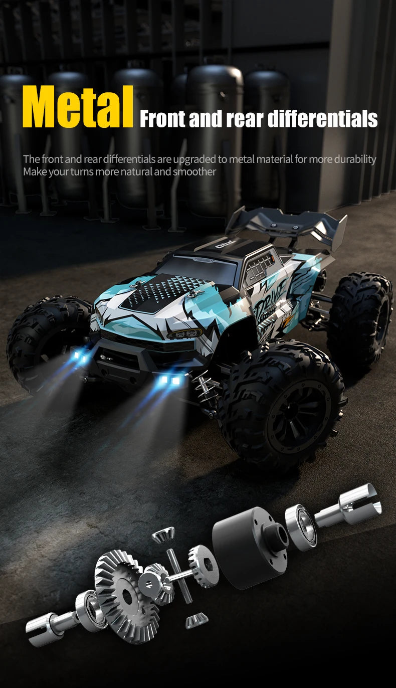 Teeggi 16101 /16102 PRO 1:16 High Speed RC Car With LED Light Drift 70KM/H 4WD RC Off-Road Car Monster Truck Toy For Kid Gifts