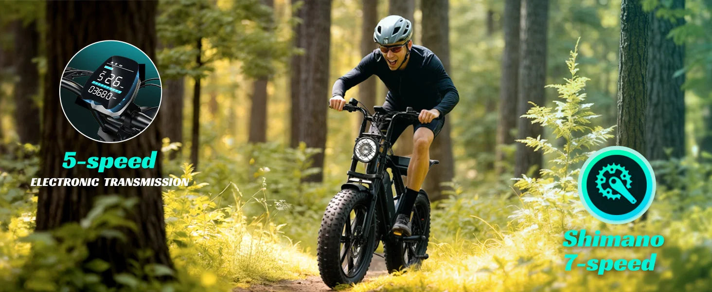 TST R002S 1500W e-bike, 20" fat tires, 60-100mile range, 28MPH, 48V 15Ah battery, for all terrains.