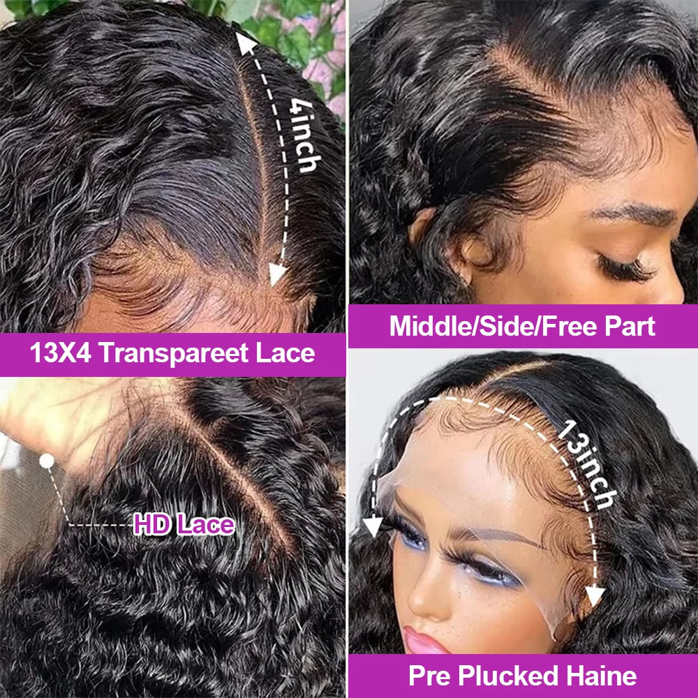 40 46 Inch 13x6 Hd Loose Deep Wave Lace Frontal Wig Brazilian 13x4 360 Full Water Curly Human Hair Wigs For Women 300% Density