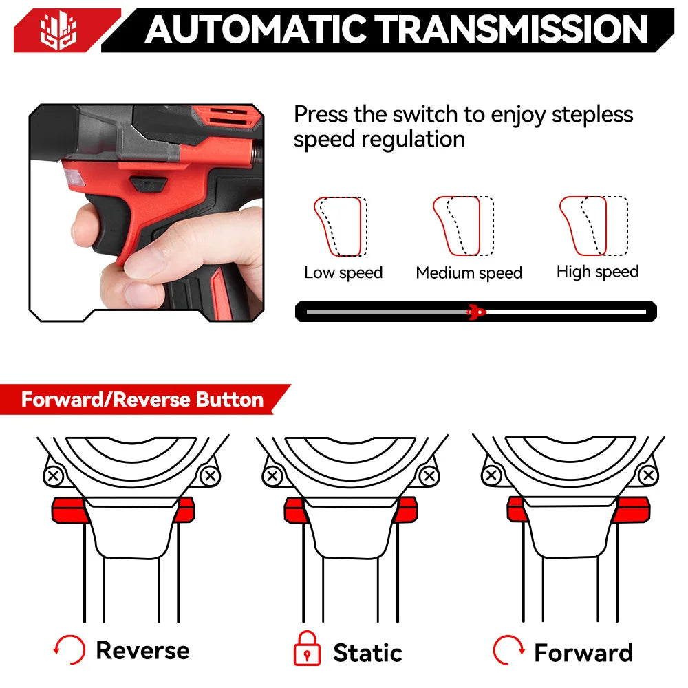 ONEVAN 2800N.M Brushless Electric Impact Wrench High Torque 1/2 Inch Screwdriver Drill Repair Tool For Makita 18V Battery Pin