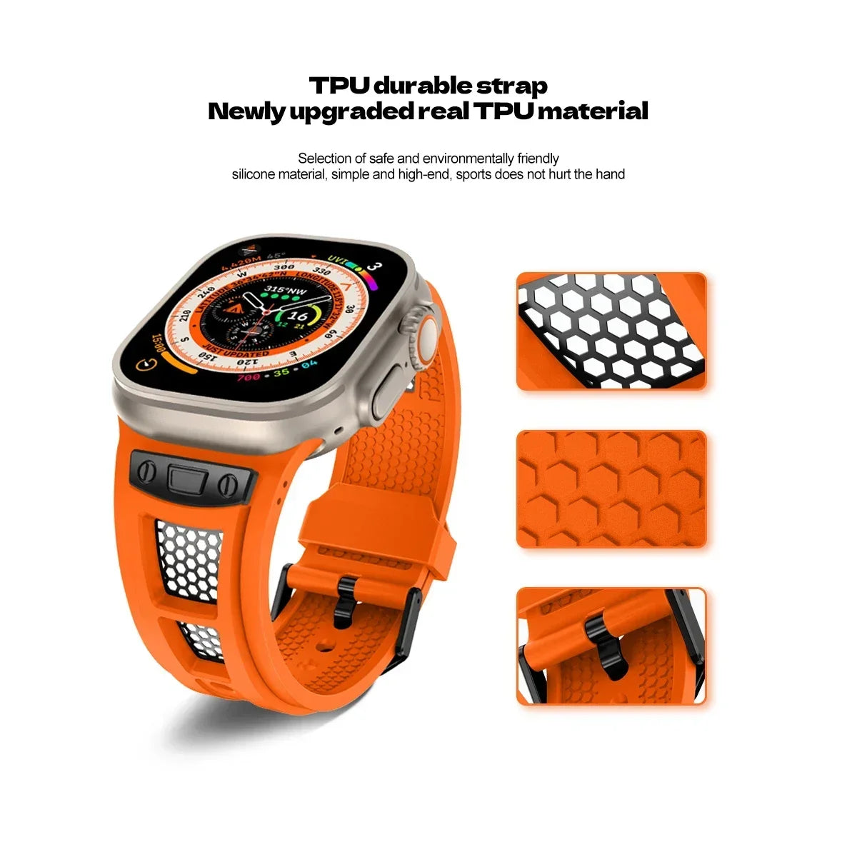 Silicone Strap For Apple Watch Ultra 2 Band 49mm 45mm 44mm 46mm rubber Sport Bracelet correa iWatch Series 11 10 9 8 7 6 5 4  SE
