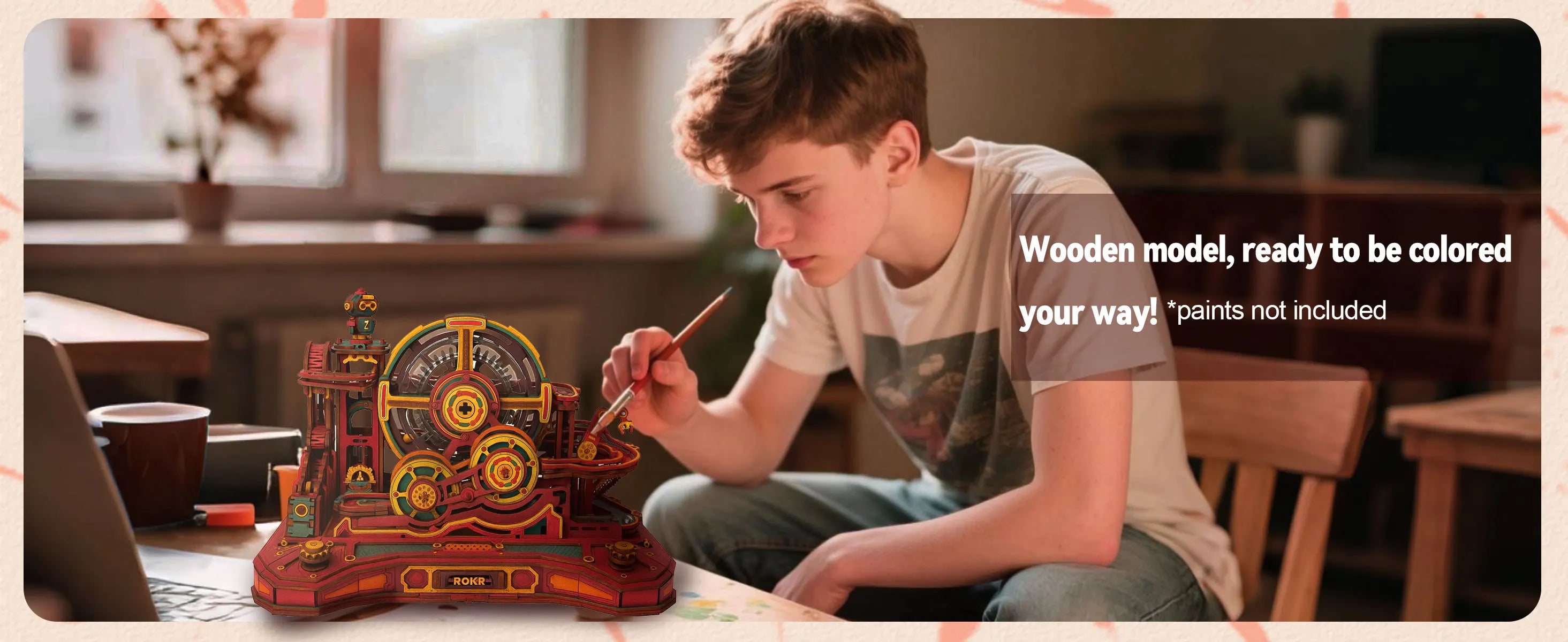 Robotime Rokr Gearball Challenge 3D Wooden Puzzle Rotating Gear Brain Teaser STEM Educational Engineering Toy for Teens Adults