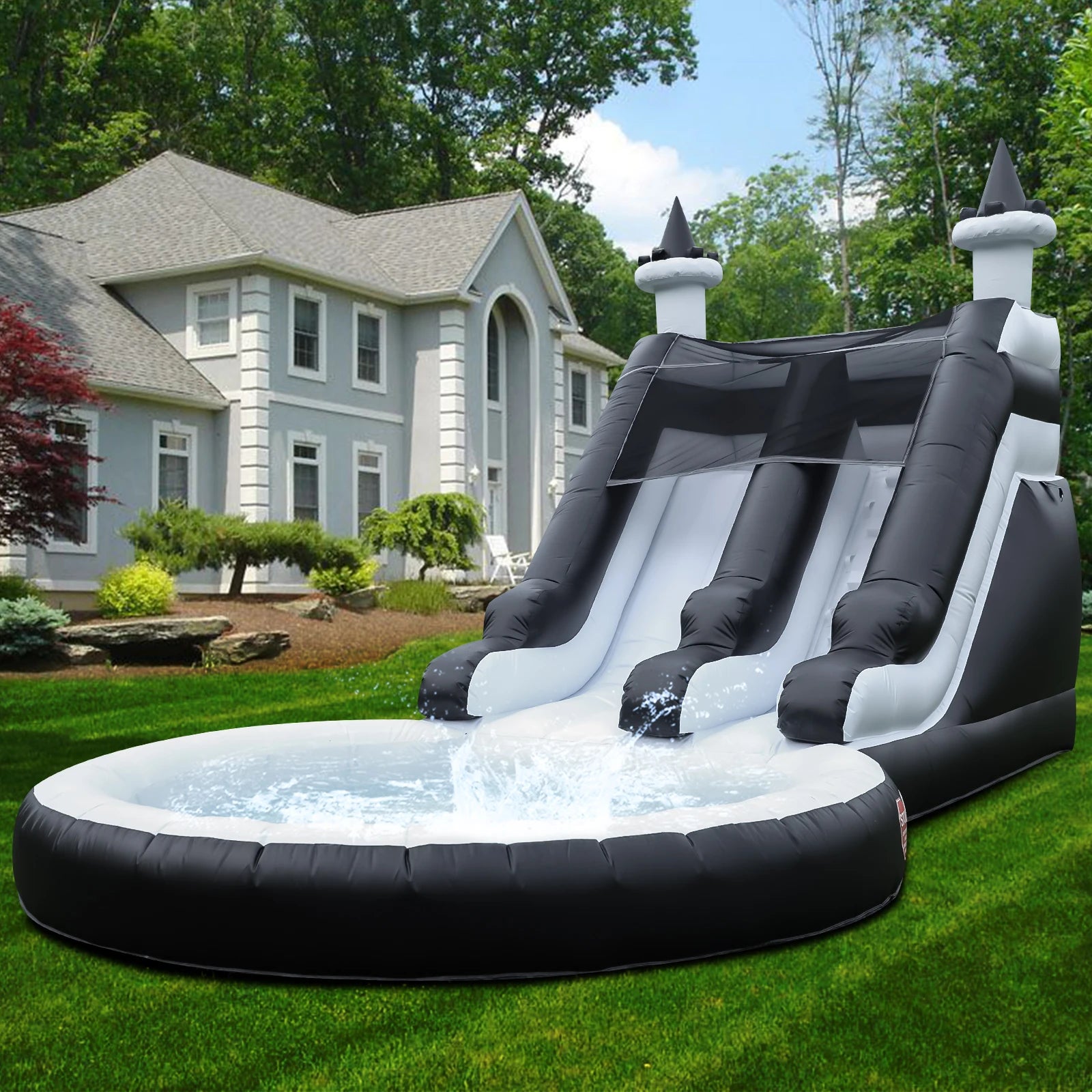 King Inflatable Summer Outdoor Sildes Air Bounce Water amusement Play Equipment Inflatble Water Double Slide Bubble Ball Pit