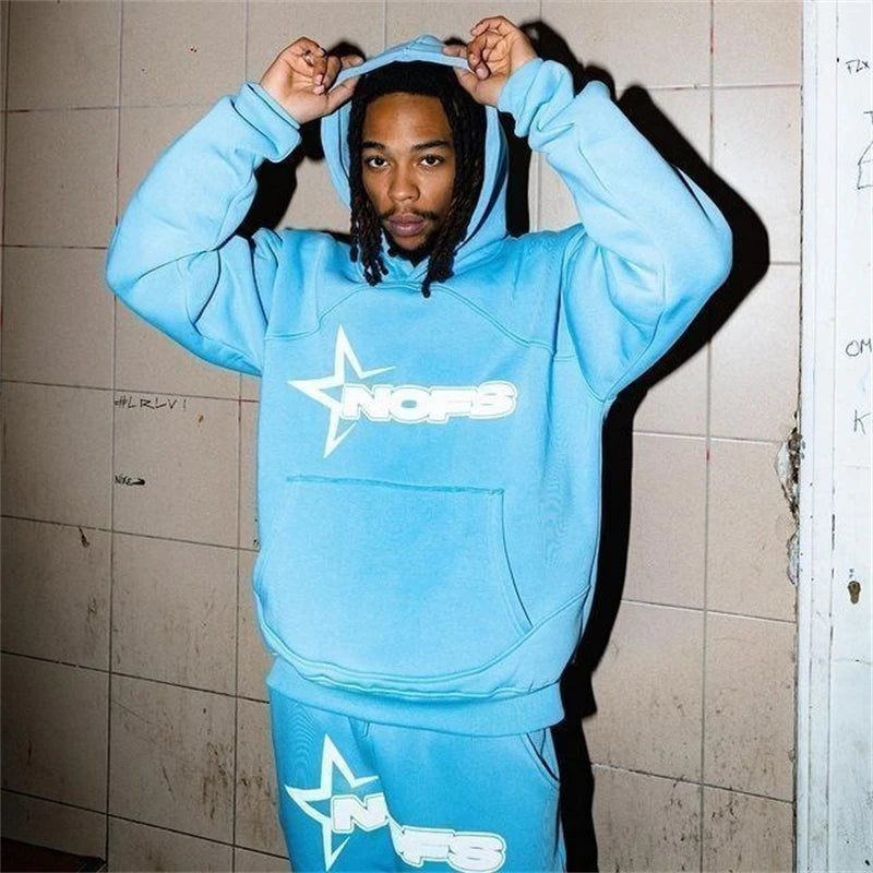 Y2K Hoodies Men Harajuku Hip Hop Letter Graphic Print Loose Sweatshirts 2024 Punk Rock Gothic Clothes Tops Goth Pants Streetwear