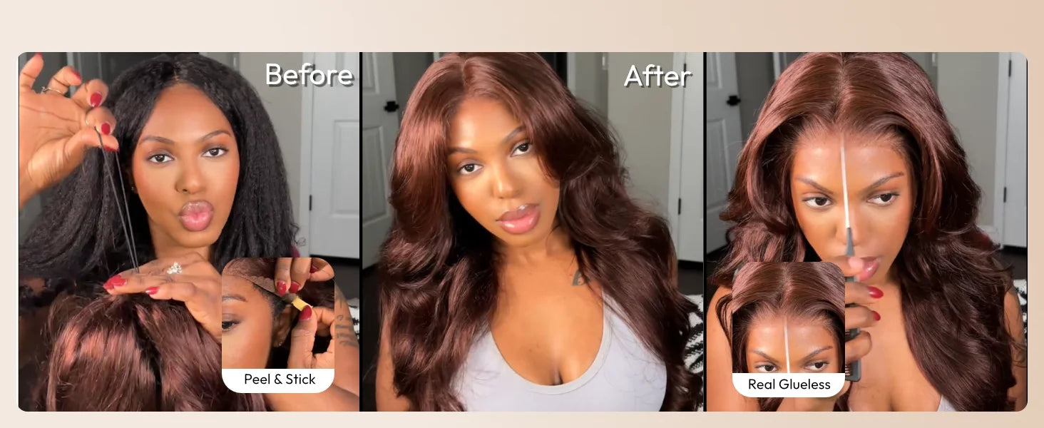 UNice Auburn Brown13x4 Pre-Everything™ Lace Frontal Loose Wave Wig With Invisi Drawstring & Face Framing Layers 150% Density