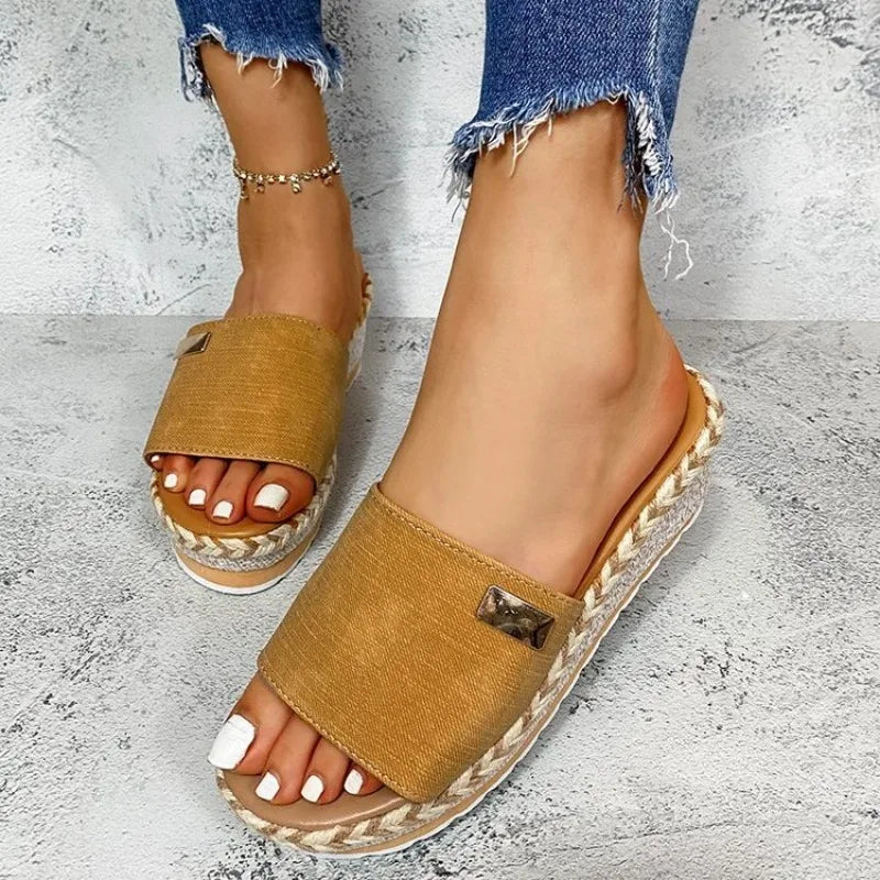 Summer - Ready Black Wedge Sandals | Raffia - Woven, Metal - Accented & Comfy Design