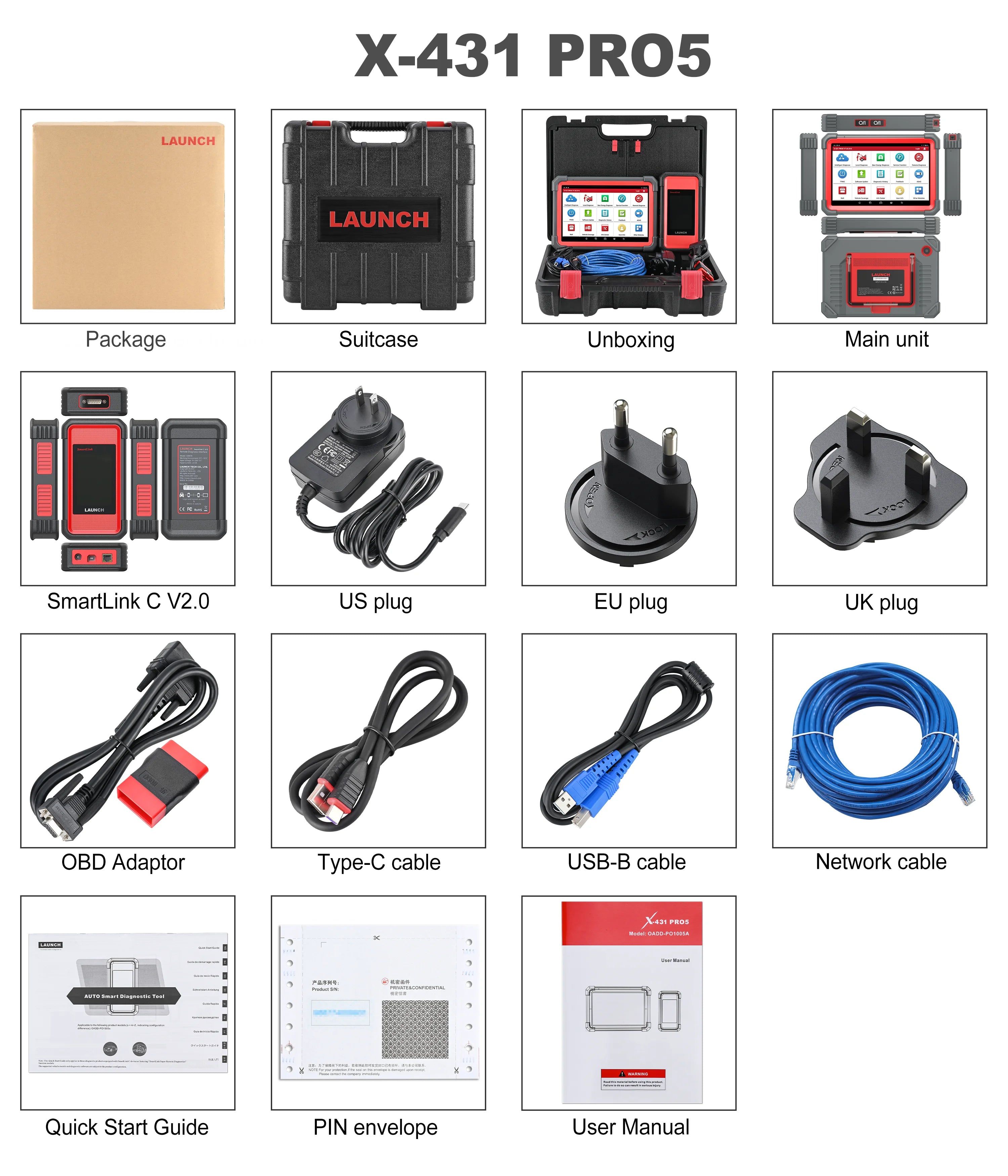 LAUNCH X431 Key Programming Tool X431 Pro5 Smartlink & X-PROG3 Car Diagnostic Tool All Key Lost IMMO Immobilizer Scanner