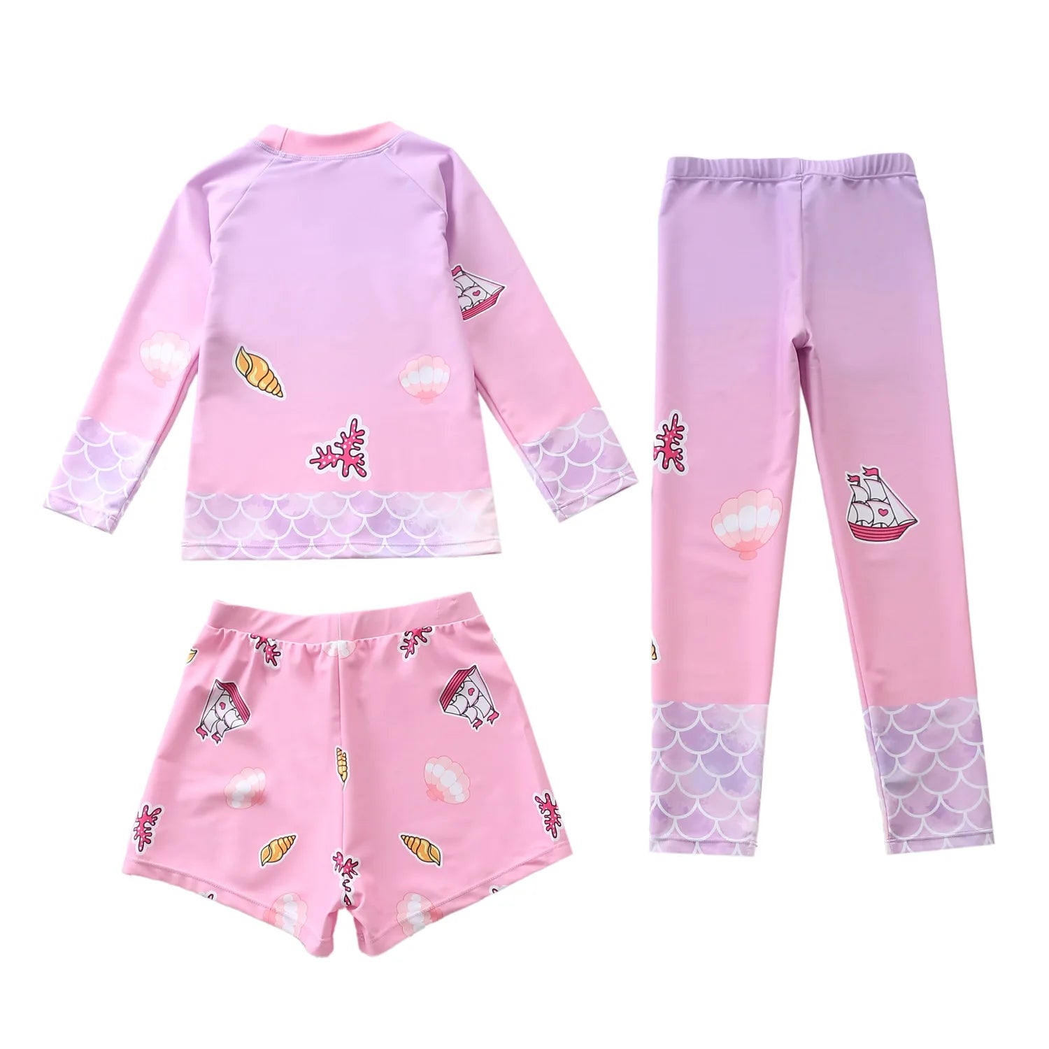 Kids Swimsuit for Girls Unicorn Long Sleeve Children's Swimwear + Surf Pants + Swimming Trunks Rash Guard Bathing Suit Child