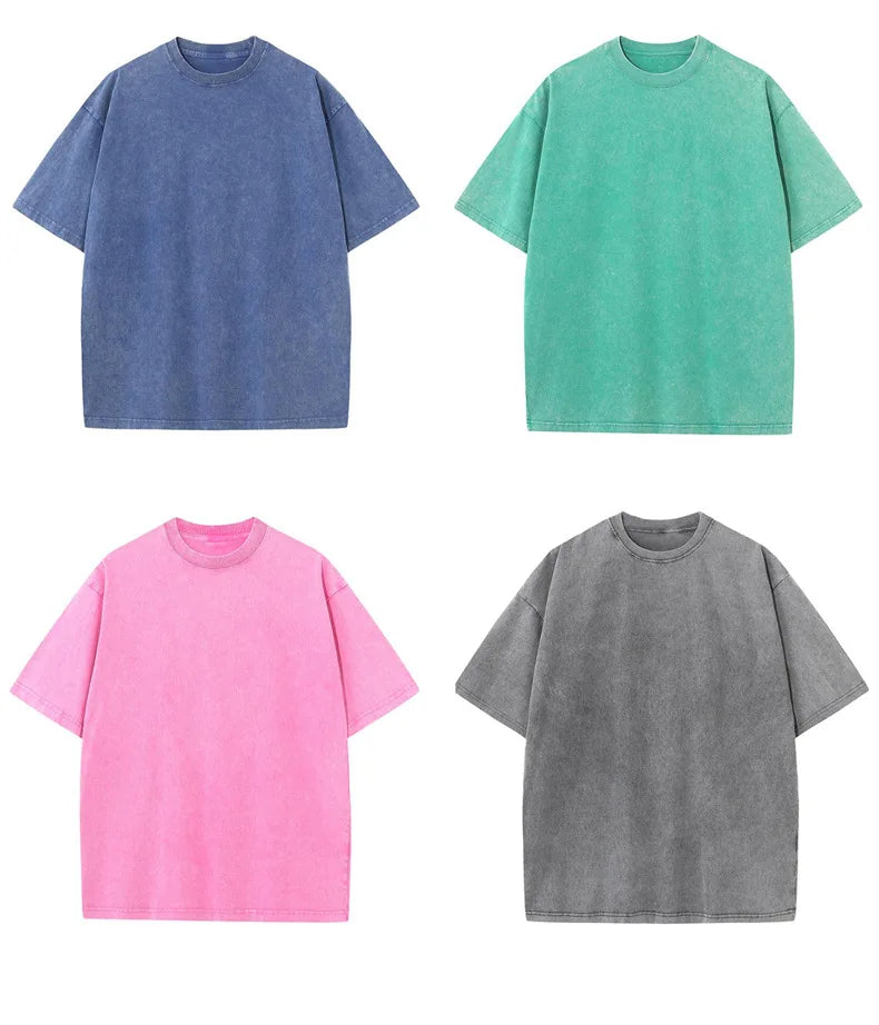 Hip Hop t shirt Men fashion Cotton Harajuku Multicolors Oversized Washed T-shirt women Unisex Summer Retro Short Sleeve Tee top