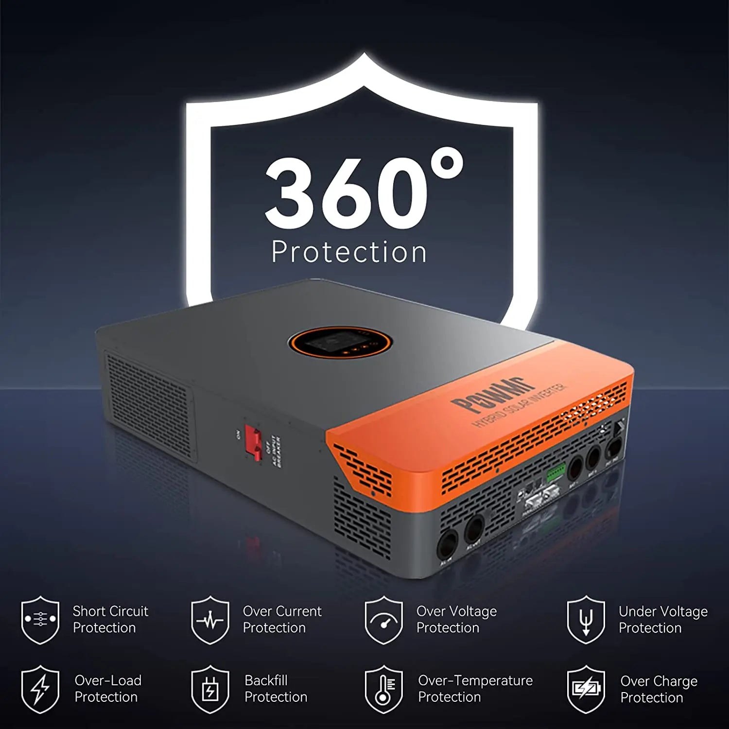 PowMr 2 MPPT 10KW 48V DC to 120V/240V AC Split-Phase Pure Sine Wave Hybrid Inversor With 200A MPPT Solar Charger Max PV 500Vdc
