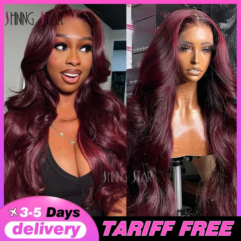 13X4 Wear And Go Glueless Lace Frontal Wig Body Wave Colored Burgundy 13X6 Lace Closure Human Hair Wigs Glueless Ready To Wear