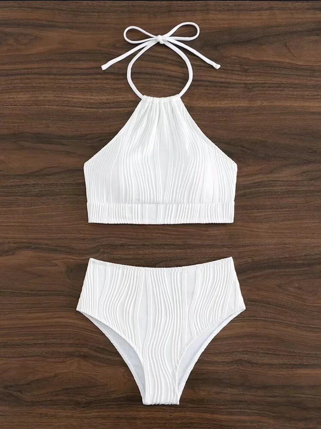 2026 Sexy High Wasited Swimsuit Women Solid White Bikini High Neck Swimwear Female Bathers Bathing Swimming Swim Suit Beachwear