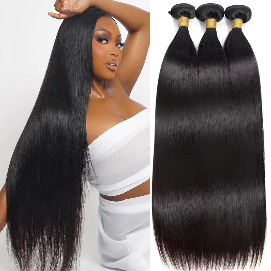 Bone Straight Human Hair Virgin Inch Extensions 3 4 Bundles Natural Black Brazilian Weave Raw Deals Unprocessed Crochet Tissage