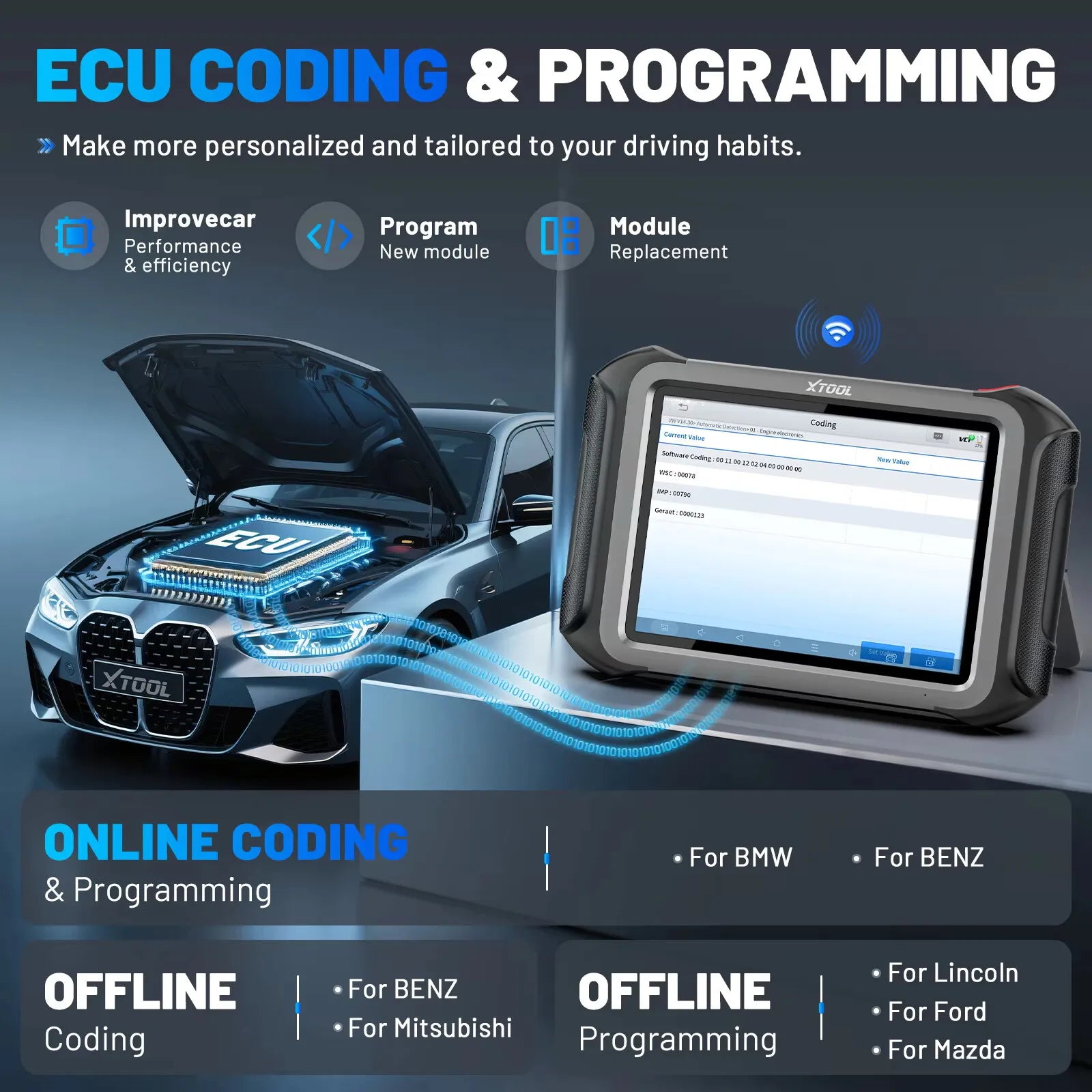 XTOOL D9S PRO Bluetooth Diagnostic Tool ECU Coding Programming Automotive Scanner Key Programmer Topology Map CAN FD DoIP