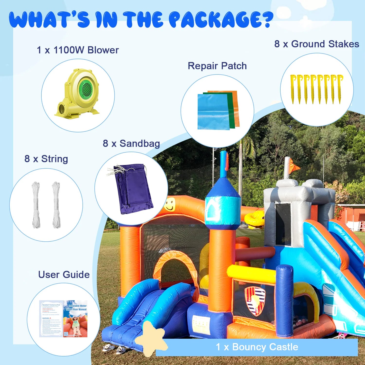 Giant inflatable Bounce House Big Size Inflatable Trampoline With Double Slide Courtyard Kids Jumping Castle  Obstacle track