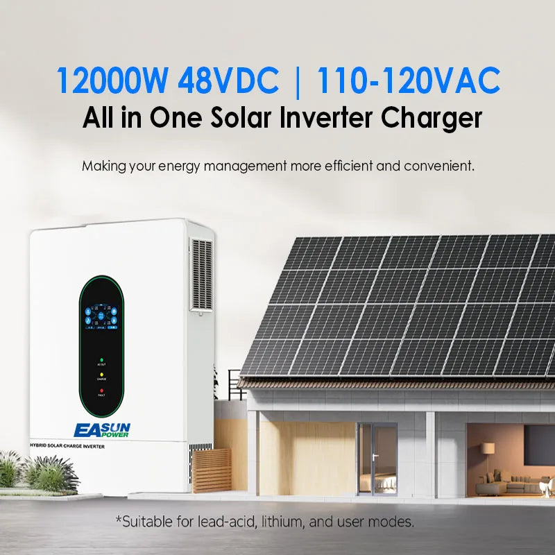 EASUN POWER 12KW Split Phase Inverter 48V 110V Hybrid Solar Inverter 220A MPPT Paralleled With WiFi Solar Controller Inversores