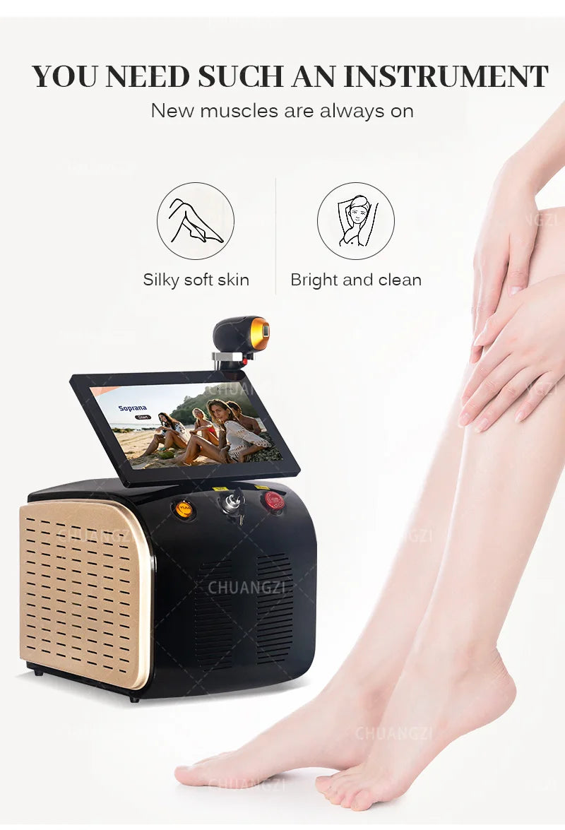 Portable Diode Ice Titanium Laser Hair Removal Machine Professional Permanent Alexandrite Device 808nm 5 Waves