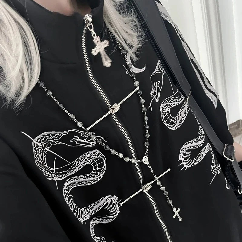 Y2K Harajuku Streetwear Hoodies Coat Women Print Zipper Short Sleeve Sweatshirts Casual Fashion Oversized Hoodie Punk Tops New